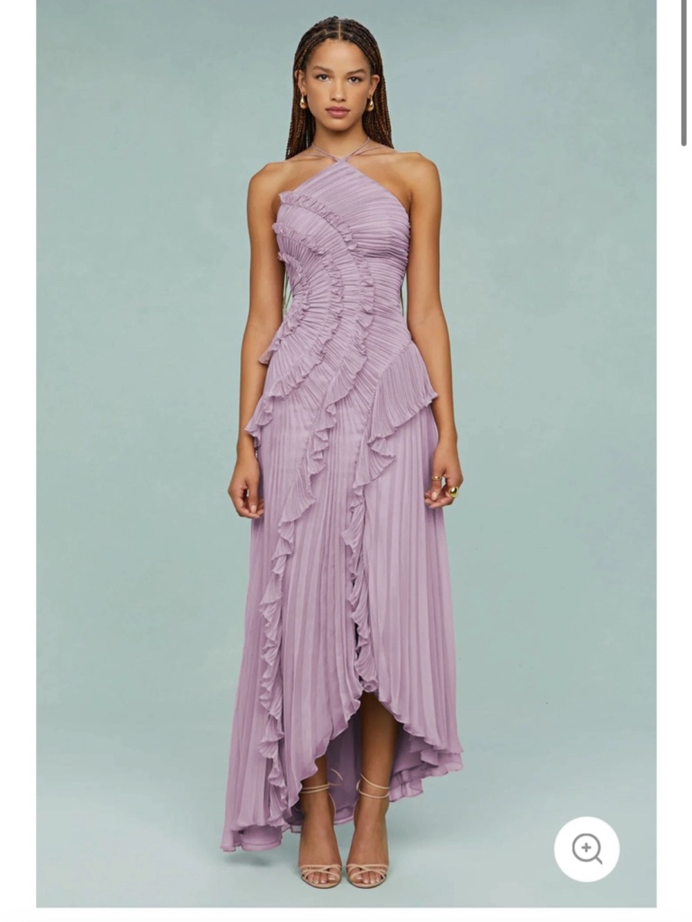 One-Shoulder Lavender Pleated High-Low Dress